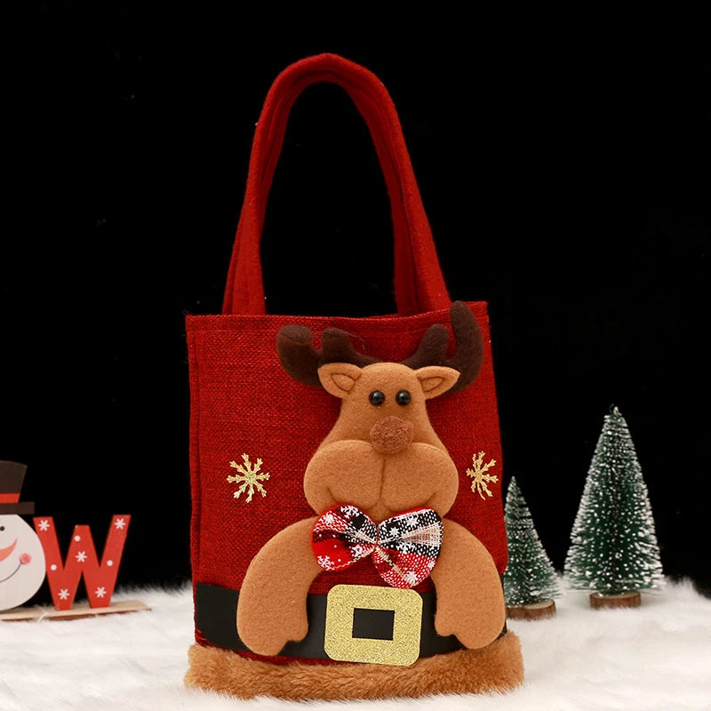 1-20PCS Christmas Tote Bag Snowman Bear Candy Bag Children Gift Bag Storage Bag Christmas Decoration