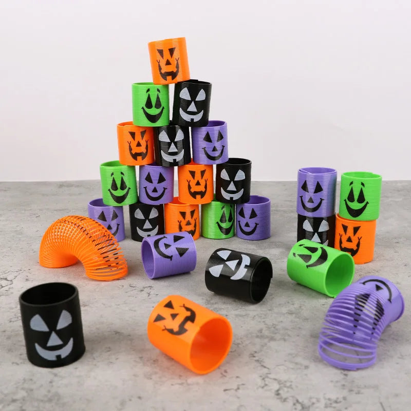 12/24pcs Halloween Theme Coil Springs Toys Kids Halloween Party Favors Trick or Treat Gifts Boy Girl Birthday Goodie Bag Fillers