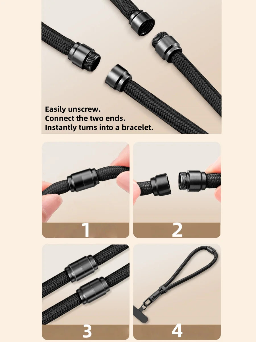 3-in-1 Switchable Mobile Phone Lanyard Adjustable Length Universal Mobile Phone Case Strap