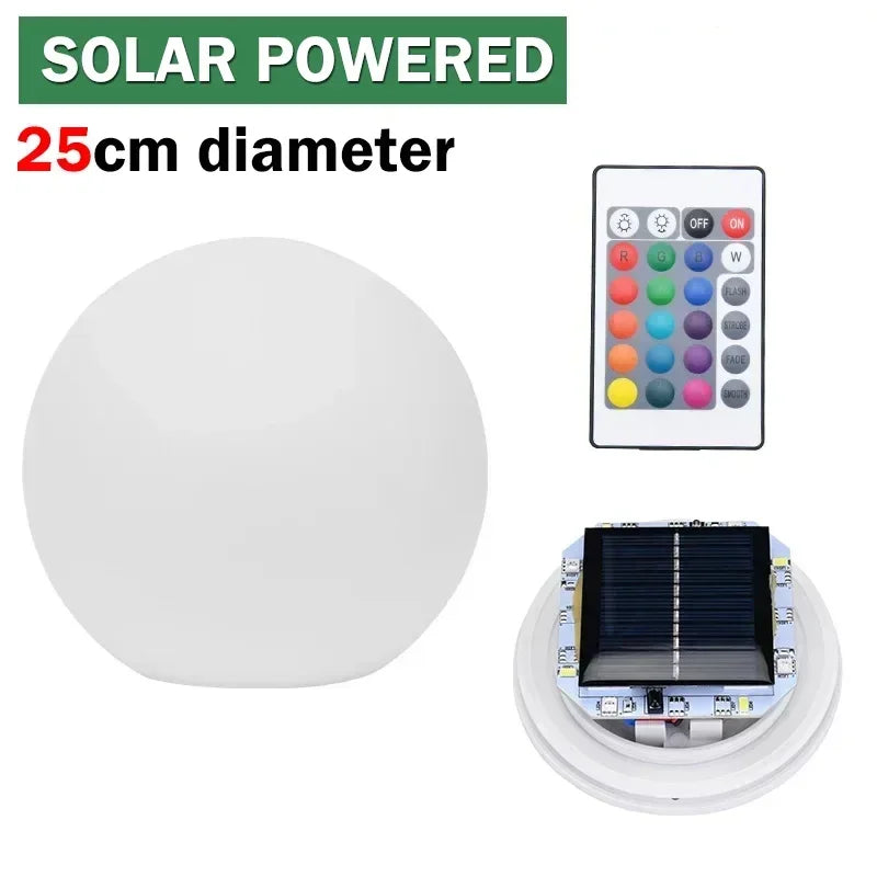 LED Ball Light Solar Lamp Outdoor Lawn Lamp Luminous Ball Pool Bedroom Table Party Garden Lighting Remote Control Waterproof