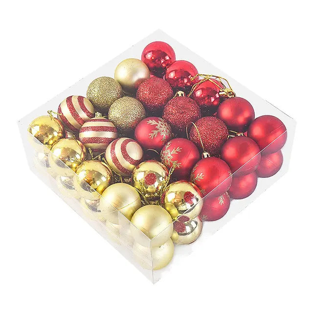50Pcs/box Christmas Tree Balls Ornament Red Gold Hanging Bauble Pendant 2025 Christmas Decoration for Home 2026 New Year Gifts