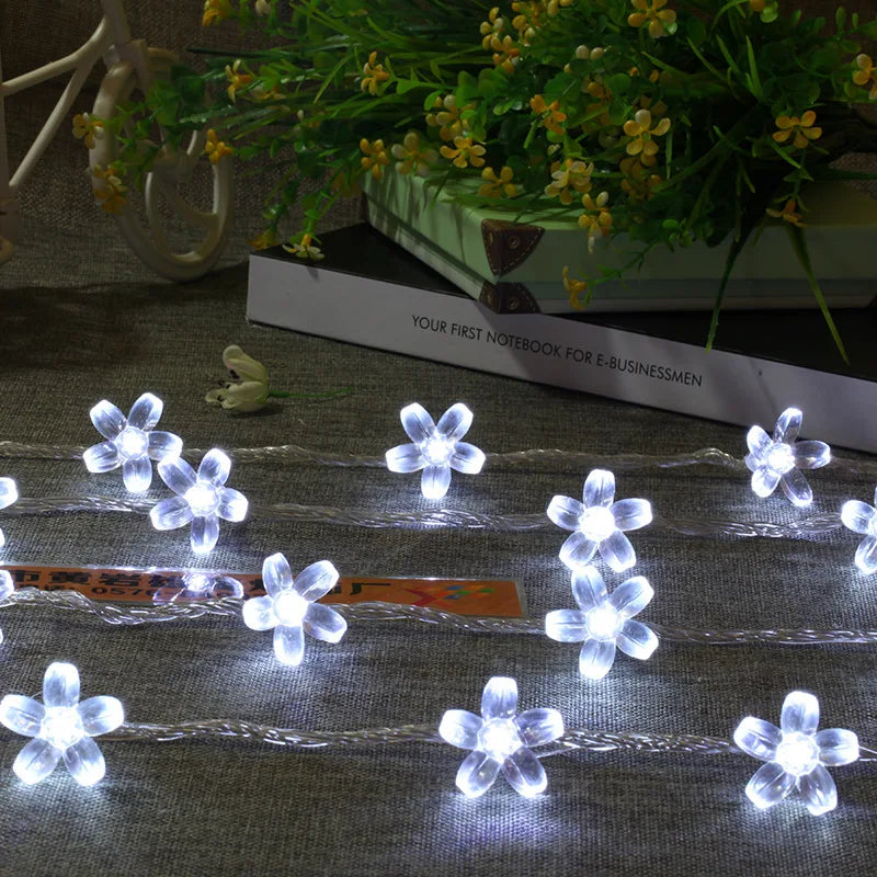 1PC Flower Fairy Lights Battery Operated String Lights Waterproof 10/20/30/40 LED Cherry Blossom Lights For Patry Wedding Decor