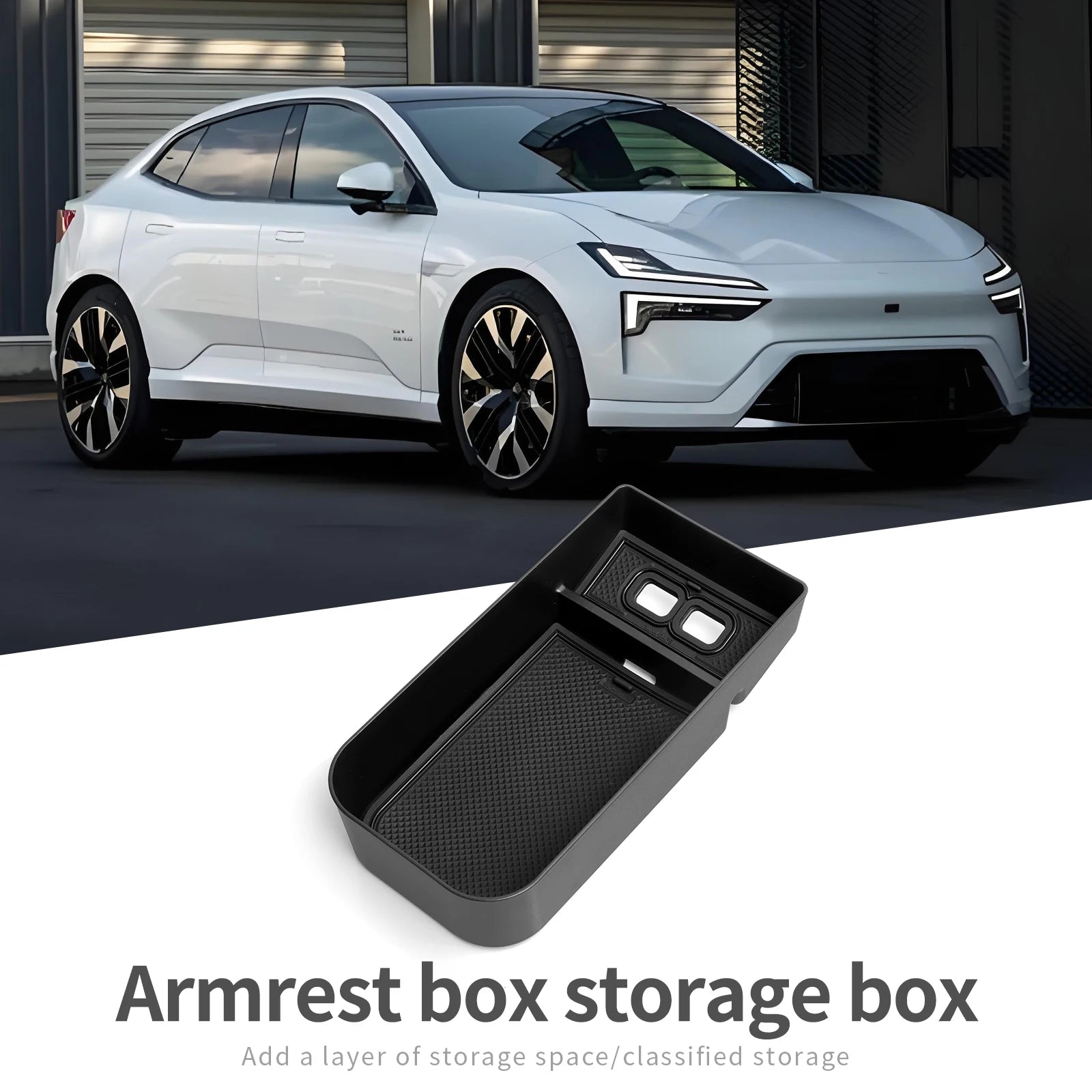 for Polestar 4 2023 2024 Car Armrest Storage Box Center Console Storage Tray Organizers Interior Accessories Tidying Black