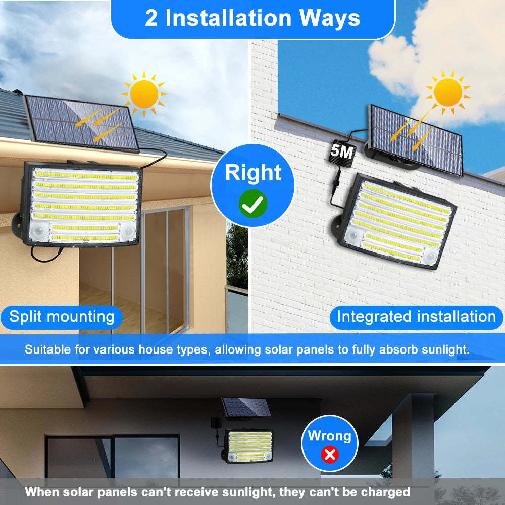 Solar Lights Outdoor Garden 200/288LED Solar Security Light Motion Sensor 3 Mode Waterproof Solar Powered Flood Lamp Yard Garage