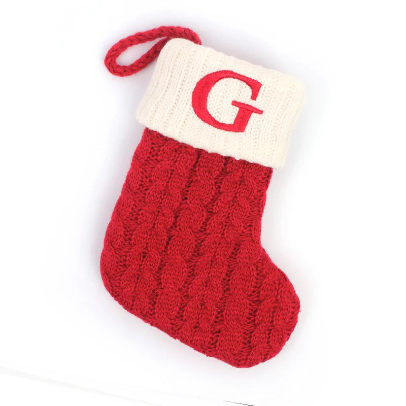 Christmas Boots Letters Christmas Stocking New Knitting Christmas Tree Pendant Decorations SnowflakeChristmas Socks
