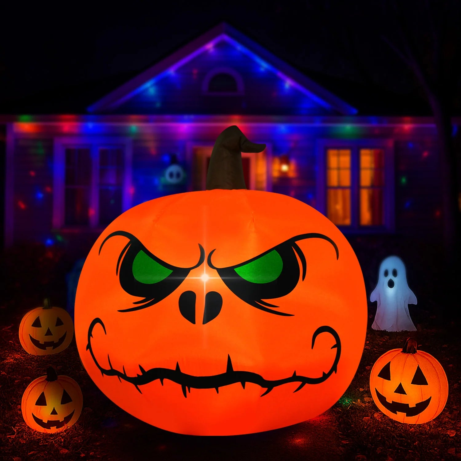 1pc Halloween Inflatables Outdoor Decorations Inflatable Yard Decoration with Build-in LEDs Blow Up Pumpkin for Halloween Party