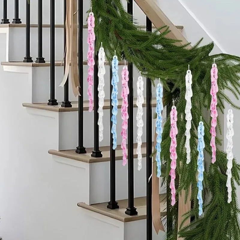 Christmas Acrylic Snowflake Clear Simulation Icicle Ornaments Xmas Tree Hanging Pendants DIY Winter New Year Party Decoration