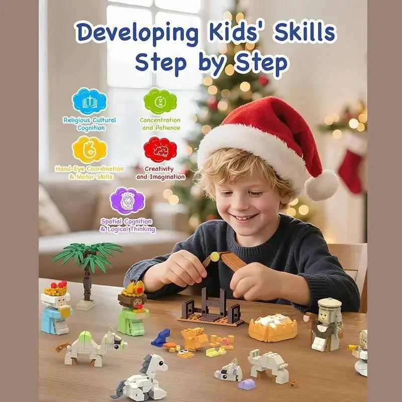 Nativity Advent Calendar 2025 Building Blocks - 24 Days Christmas Countdown Toy for Kids 6-12, Christian Religious Educational