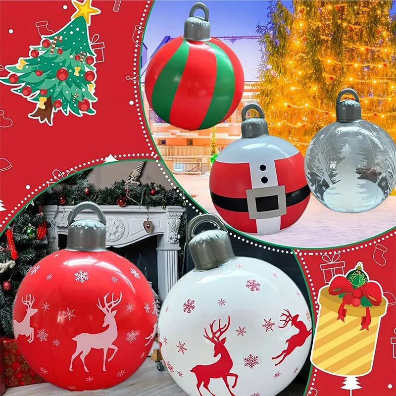 26 Inch Light Up PVC Inflatable Christmas Ball with Light Remote PVC Giant Inflatable Christmas Balls Christmas Decorations Ball