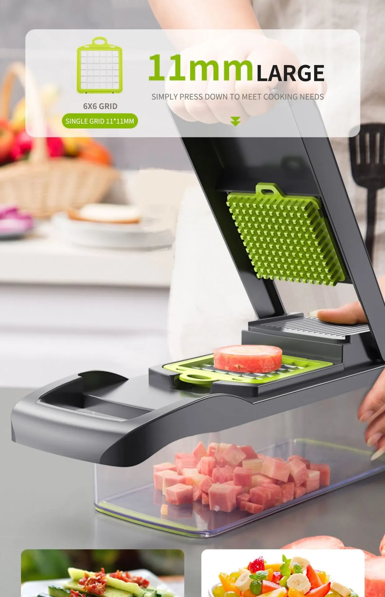 1Pc Green Black 12 in 1 Multifunctional Vegetable Slicer Cutter