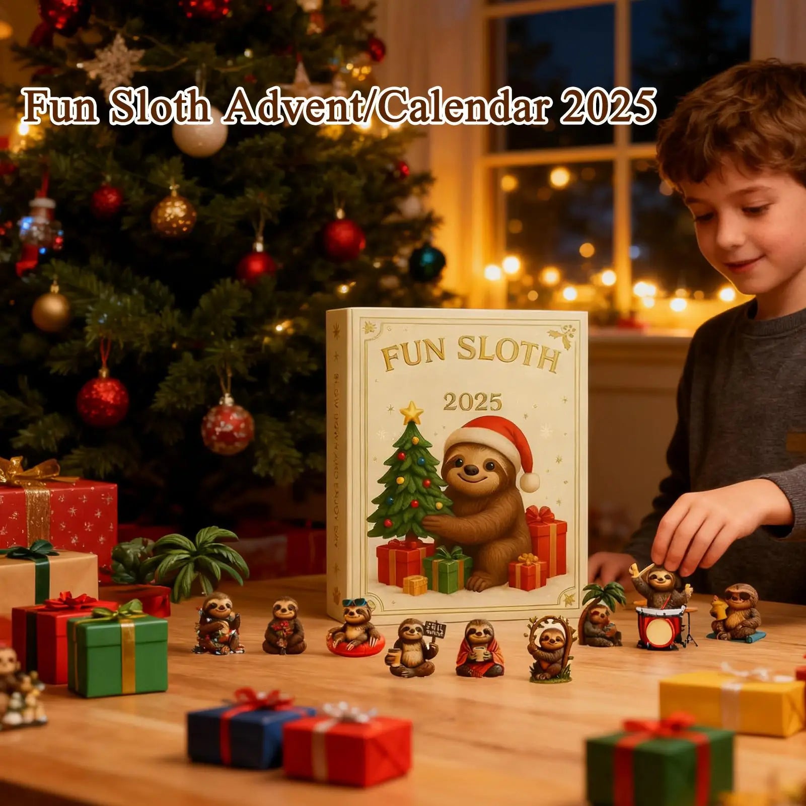 Sloth Christmas Countdown Calendar Acrylic Ornament 24 Days Advent Decor for Home Holiday Party Celebration Winter Xmas Gift