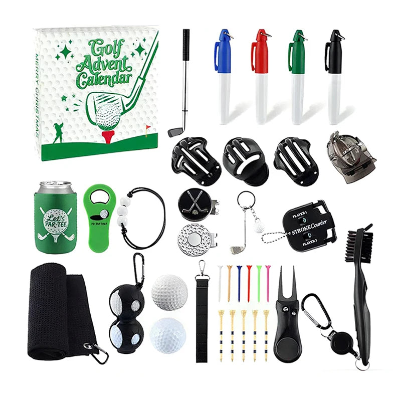 Christmas Golf Set 24 Days Advent Calendar 2025 Family Friends Countdown Outdoor Sports Tool Blind Box Gift For Golf Enthusiasts