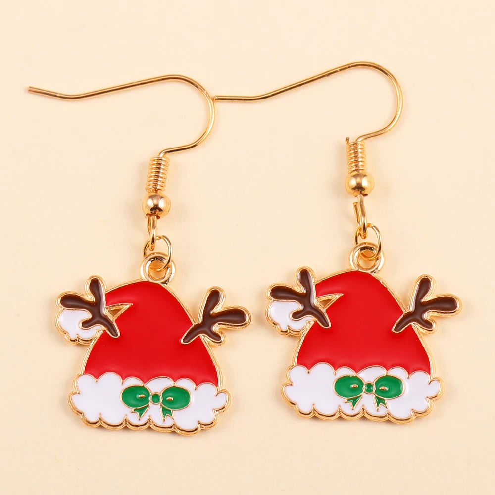 2Pairs Cute Christmas Set Earring Alloy Enamel Bell Snowflake Snowhouse Design Earrings - Perfect Holiday Jewelry Gift