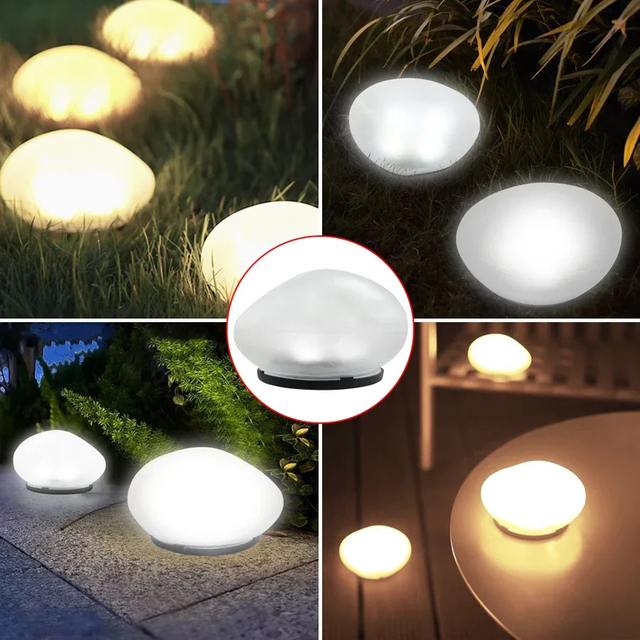 LED Solar Stone Lights Outdoor Waterproof Solar Powered Rock Light,Outdoor Landscaping Spotlights Solar Garden Yard Decor Lamp