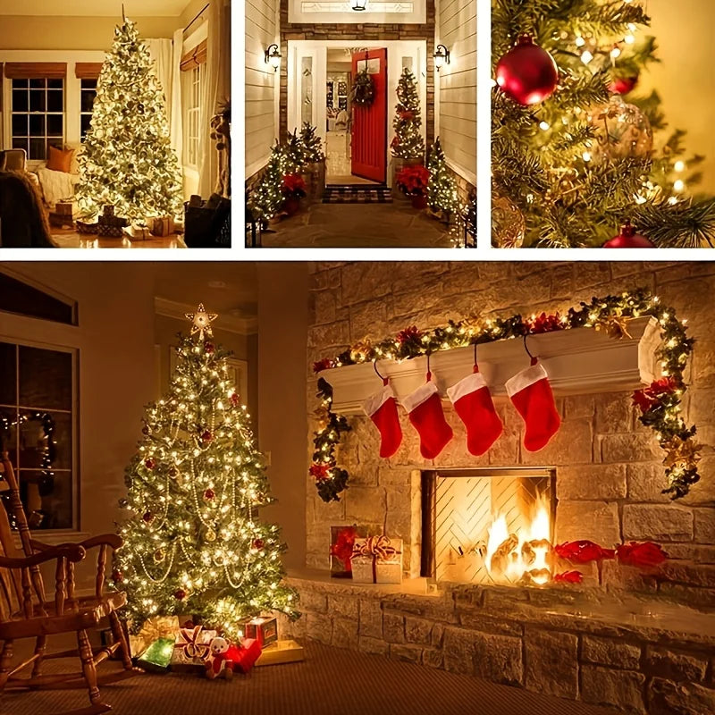 4pcs Outdoor Led Solar String Light Fairy String Christmas Tree Decor Lighting for Wedding Festival Party Garden Xmas Halloween