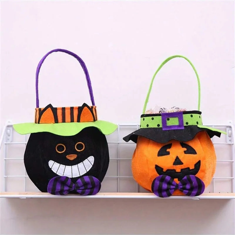Halloween Decorations, Round Hat Bag with Handle, Kids Candy Gift Bags, Ghost Festival Props, Home Decoration, Party Supplies