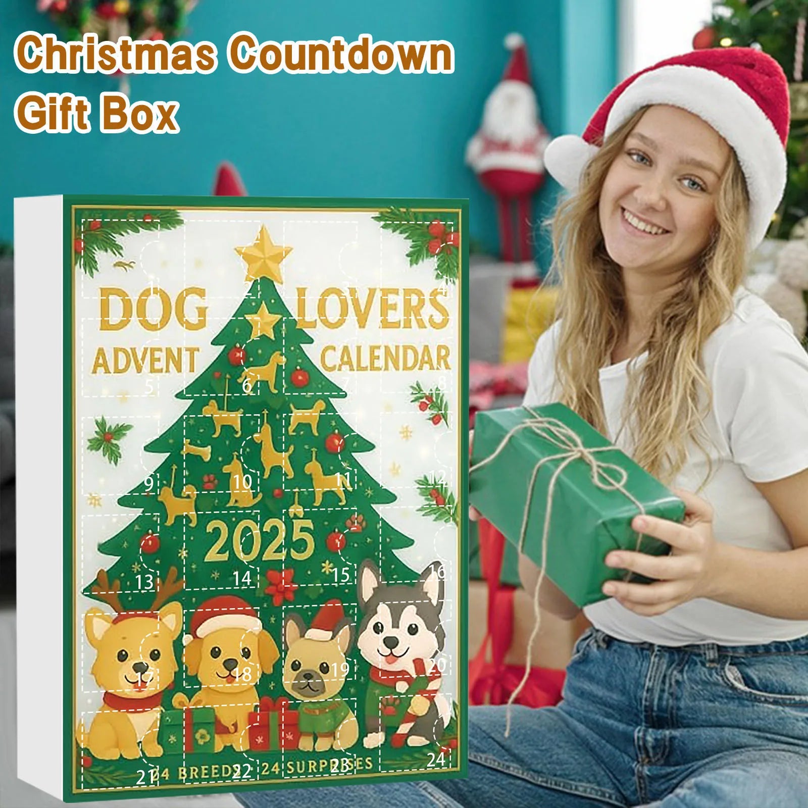 Dog Lovers Advent Calendar 24 Days Dogs Countdown Animal Advents Calendars Puppy-Themed Christmas Gift Set Holiday Gift