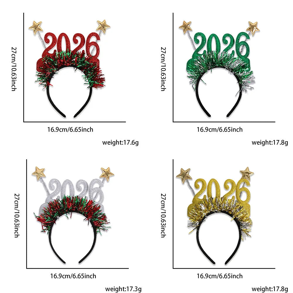 2026 Christmas Star Color Strip Headband New Year's Eve Digital Creative Party Decoration Head Buckle