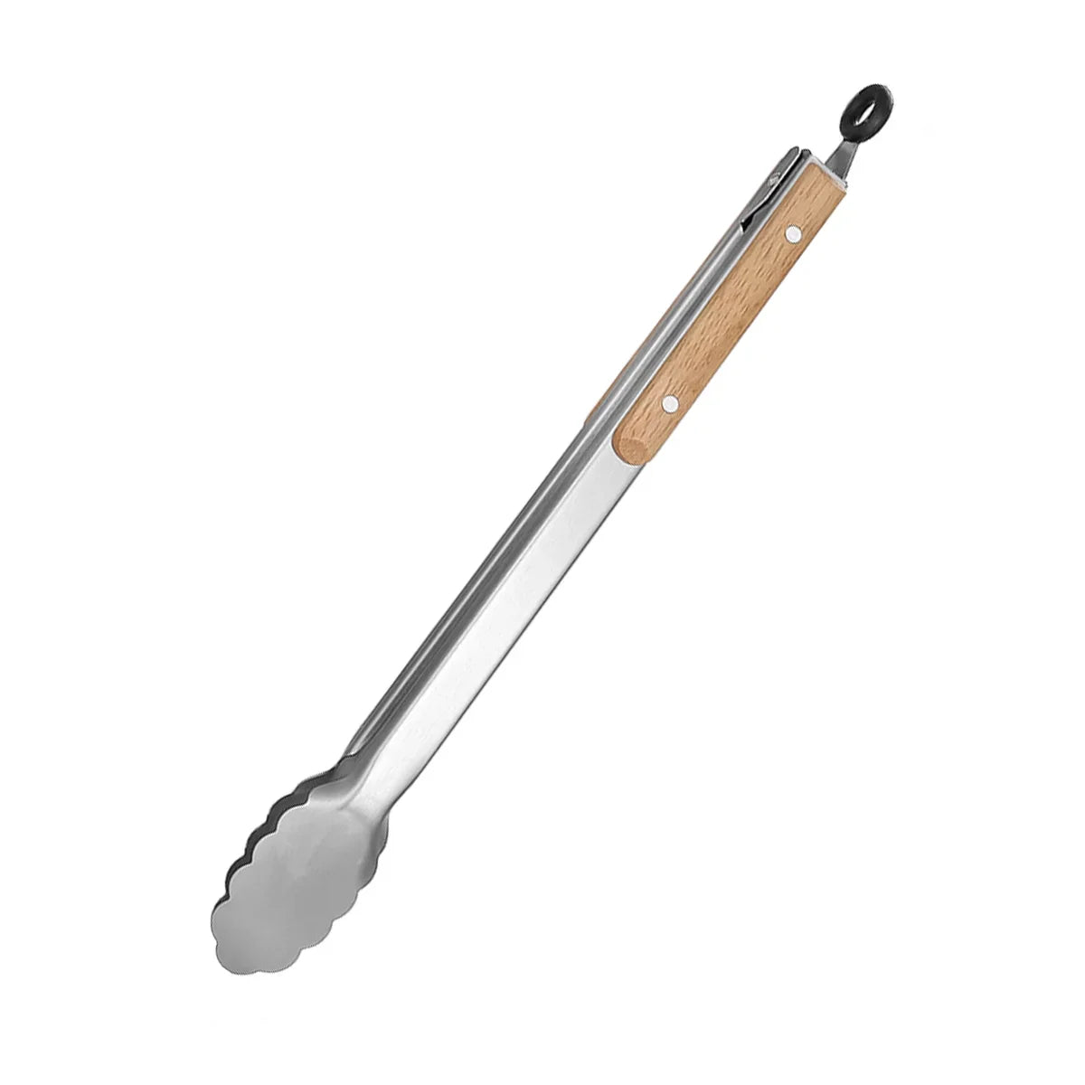 Heavy Duty Kitchen Tongs with Wooden Handle for Cooking, Grilling and BBQ, 7-16 Inch Length
