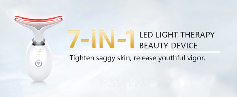 EMS Neck Facial Massager Lift Seven Colours LED Photon Therapy Vibration Face Beautify Anti Wrinkles Tightening Skin Care Device