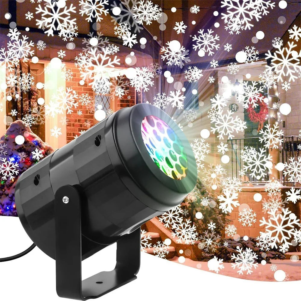 2025 LED USB Snowflake Projector Holiday Lights Christmas Projection Outdoor Lamp Snow Spotlight for New Year Party