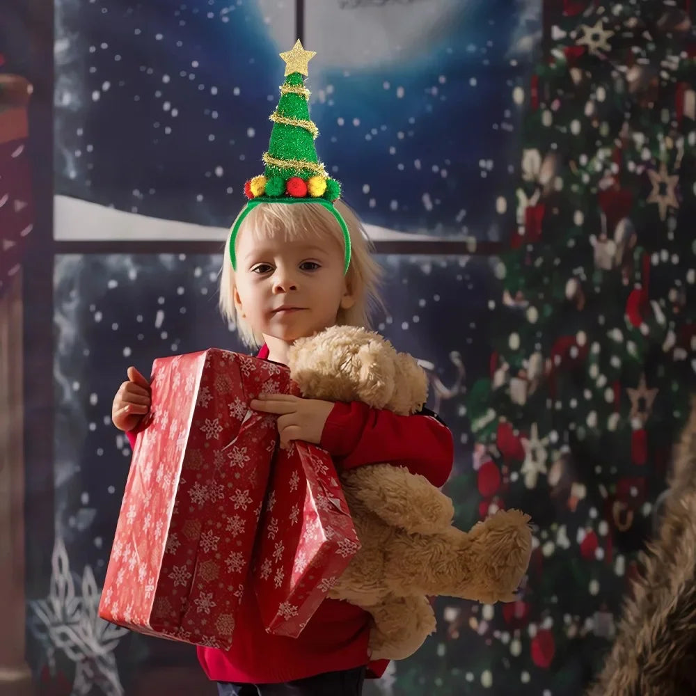 Cartoon Christmas Headband Santa Hat Head Band Elk Antler Xmas Tree Headband Merry Christmas Party Hat Happy New Year 2026 Decor