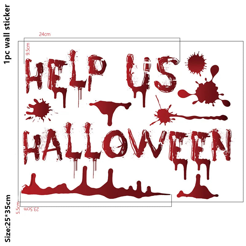Halloween Decors Halloween Bloody Footprints Window Sticker Hallowmas Horror Handprint Bloodstain Zombie Restroom Decals Decors