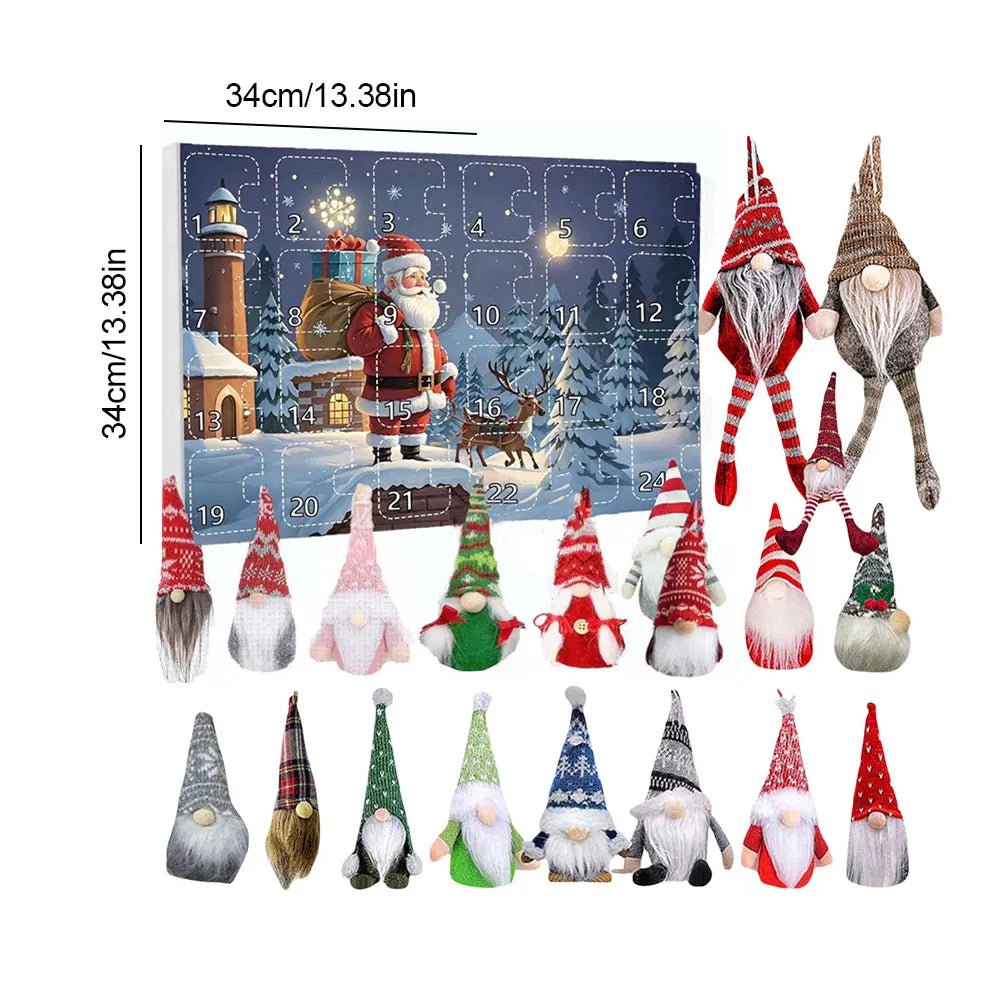 24 Days Christmas Gnome Holidays Advent Calendar Gnome Dolls Plush Toy 2024 Xmas Countdown Calendar New Year Holidays Gifts Box