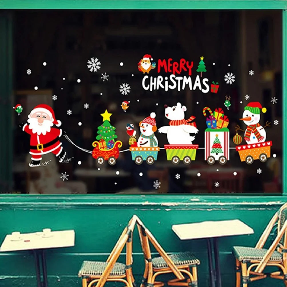 Christmas Wall Window Stickers Marry Christmas Decoration For Home 2025 Christmas Ornaments Xmas Navidad Gift New Year 2026