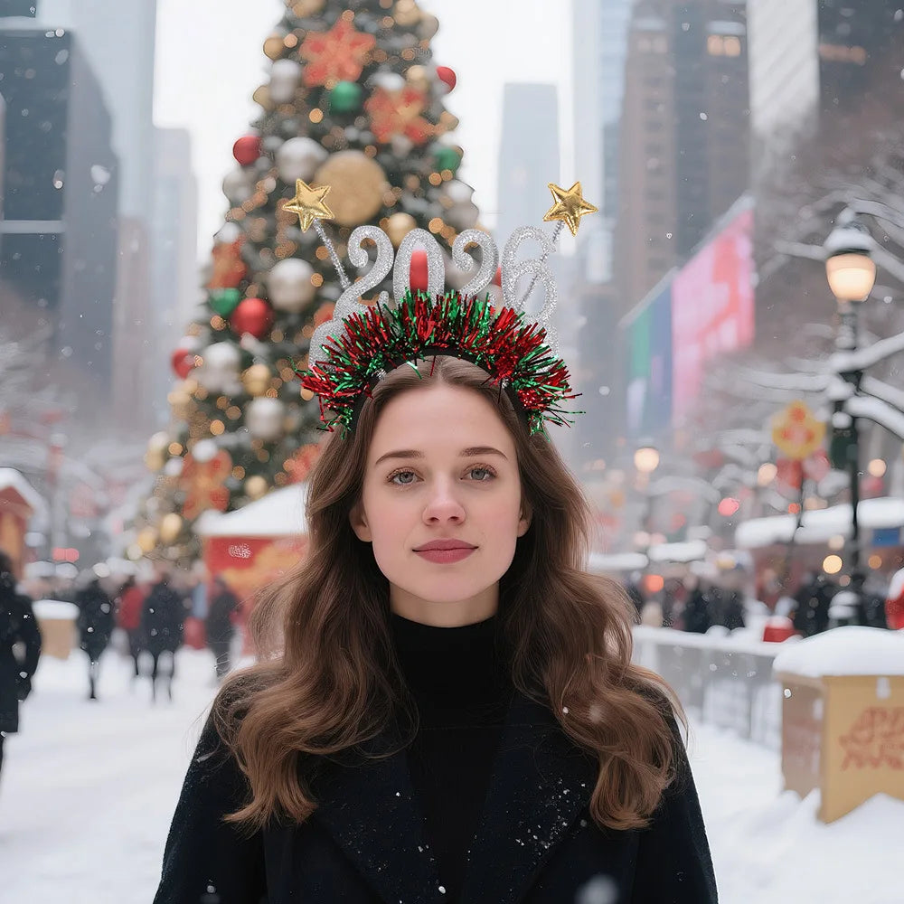 2026 Christmas Star Color Strip Headband New Year's Eve Digital Creative Party Decoration Head Buckle