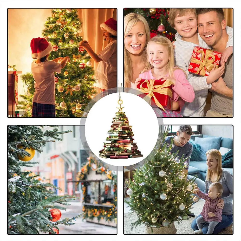 Christmas Ornament Mountain Of Book Christmas Tree Hanging Pendant 2025 Happy New Year Decor 2024 Merry Christmas Decoration