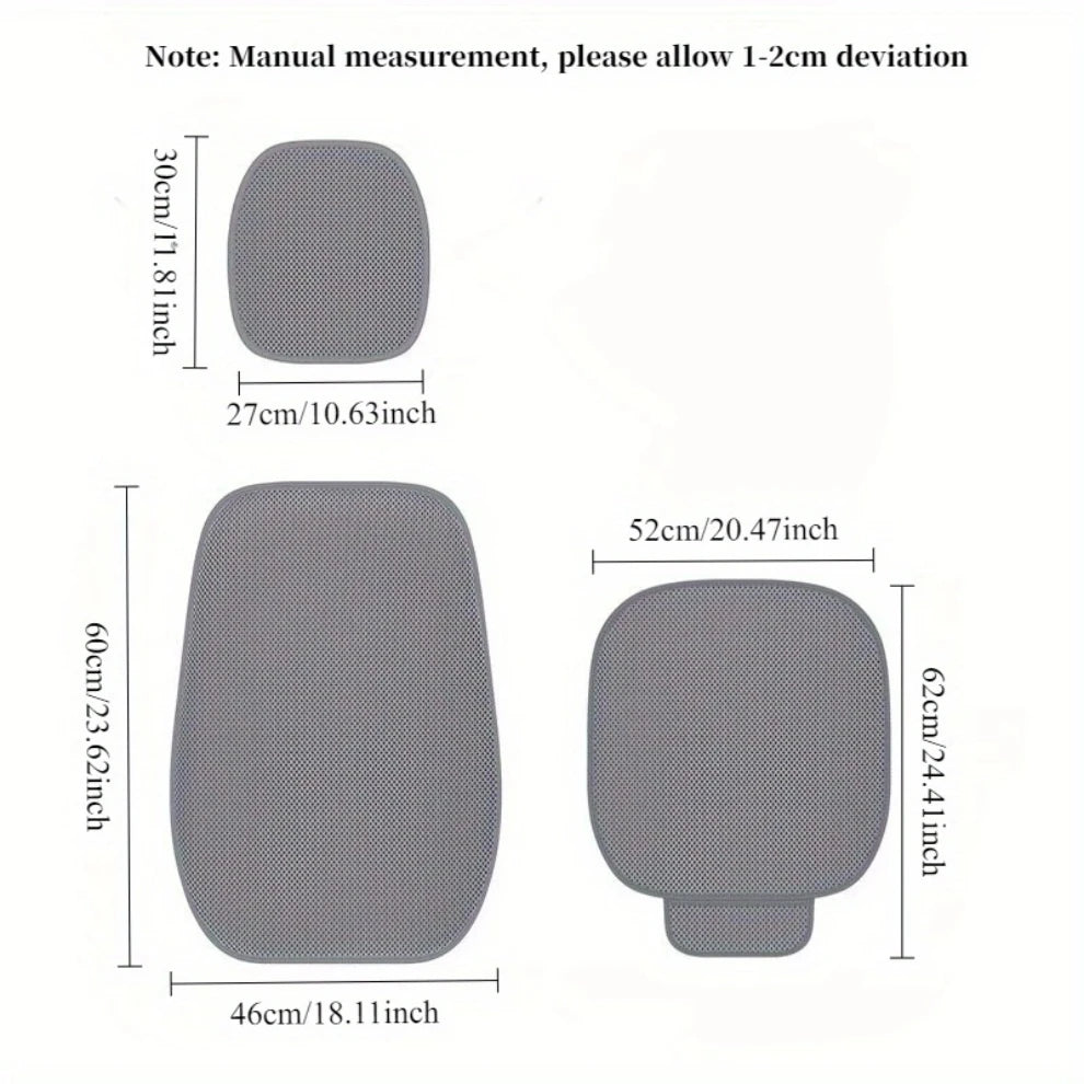 Single Summer Thickeneded Ice Silk Car Seat Cushion, 3D Fiber Honeycomb Mesh, Three-Dimensional Rebound, Comfortable and Breathable, Machine Washable, Suitable for Most Cars, Trucks, Suv