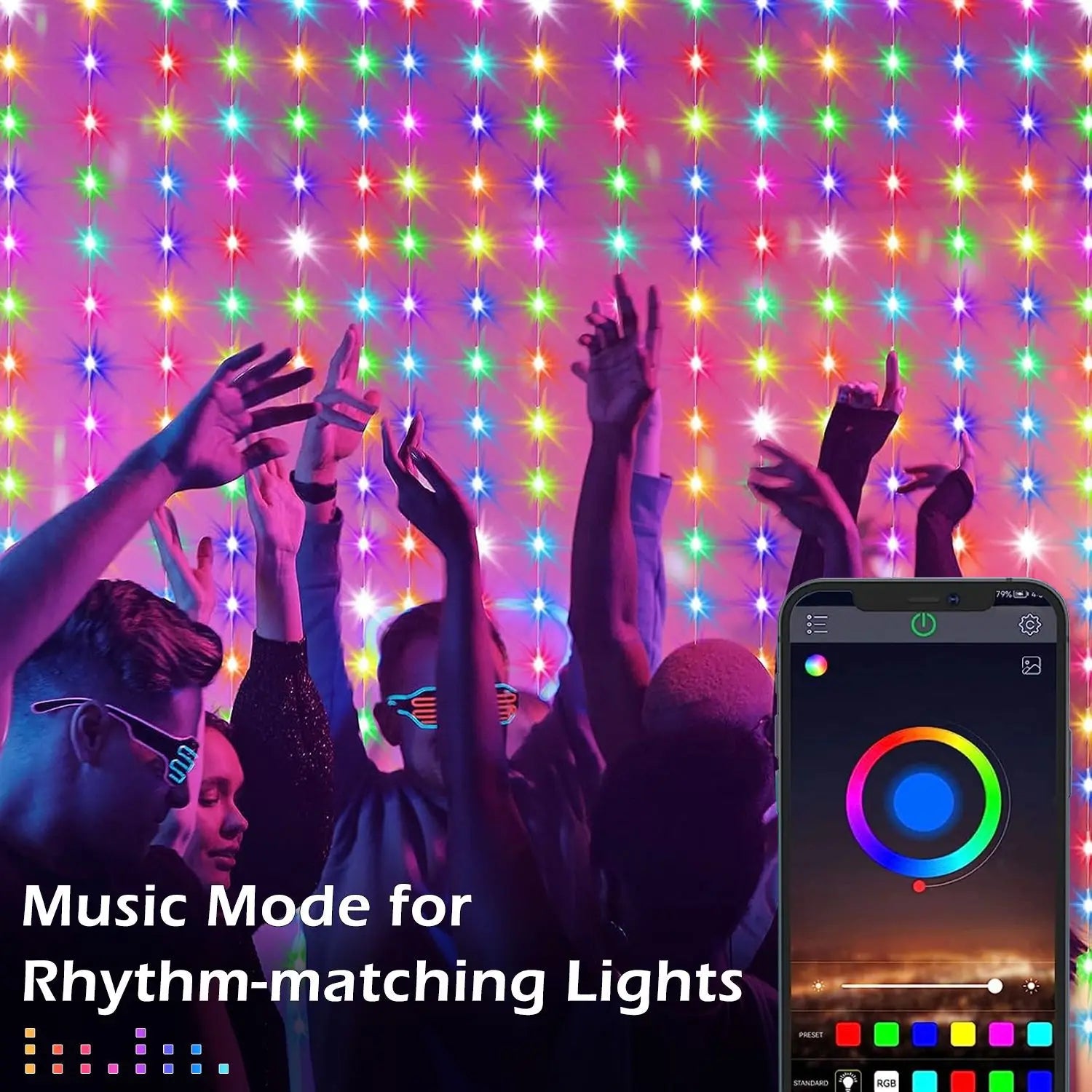 APP Control Smart LED Curtain Lights Sting USB 5V Fairy Light DIY Text Pattern Display for Room Outdoor Garden Christmas Decor