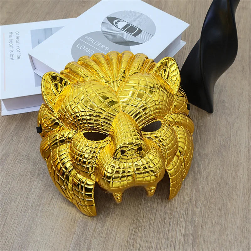 Animal Golden Plastic Leopard Face Cover with Adjustable Elastic Bands Halloween Costume Cosplay Mask Costume Accessories