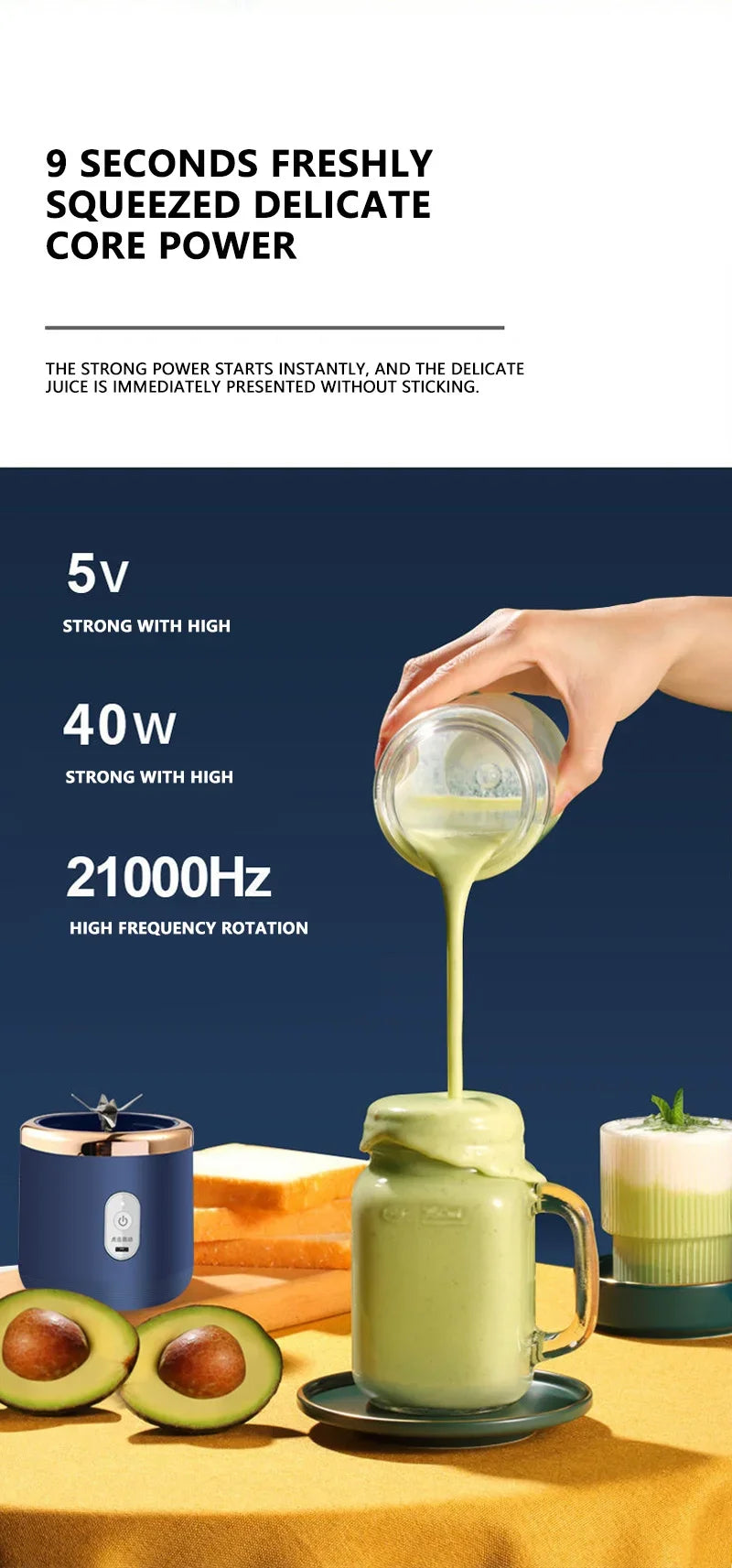 Multifunctional Double Cup Electric Fruit Juicer Portable Juicer Fruit Blender