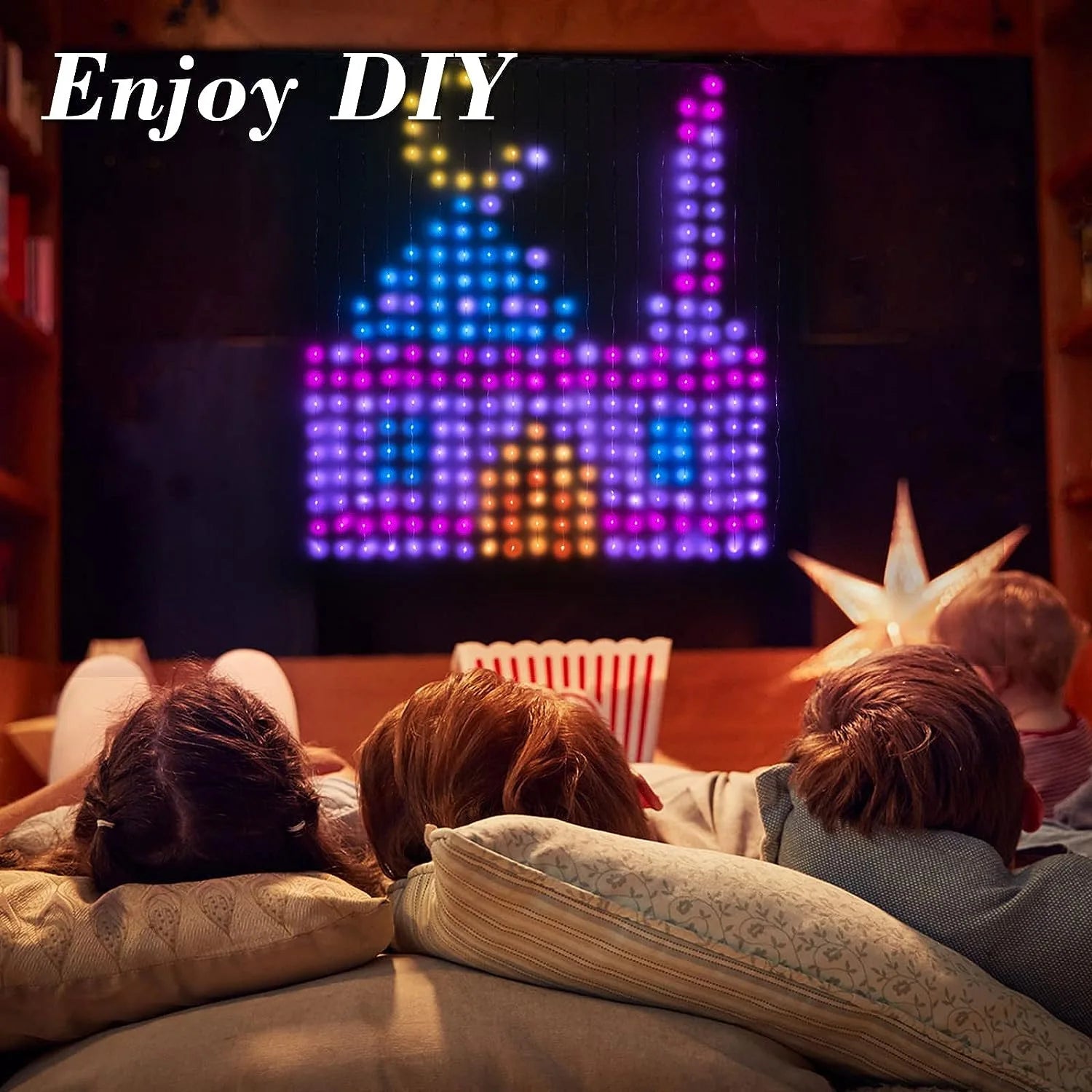 APP Control Smart LED Curtain Lights Sting USB 5V Fairy Light DIY Text Pattern Display for Room Outdoor Garden Christmas Decor