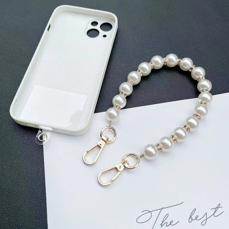 Korean Luxury Mobile Phone Corssbody Lanyard Pearl Bracelets Chain For iPhone 14 15 pro max Samsung Flip 4 S21 s22 S23 Ultra