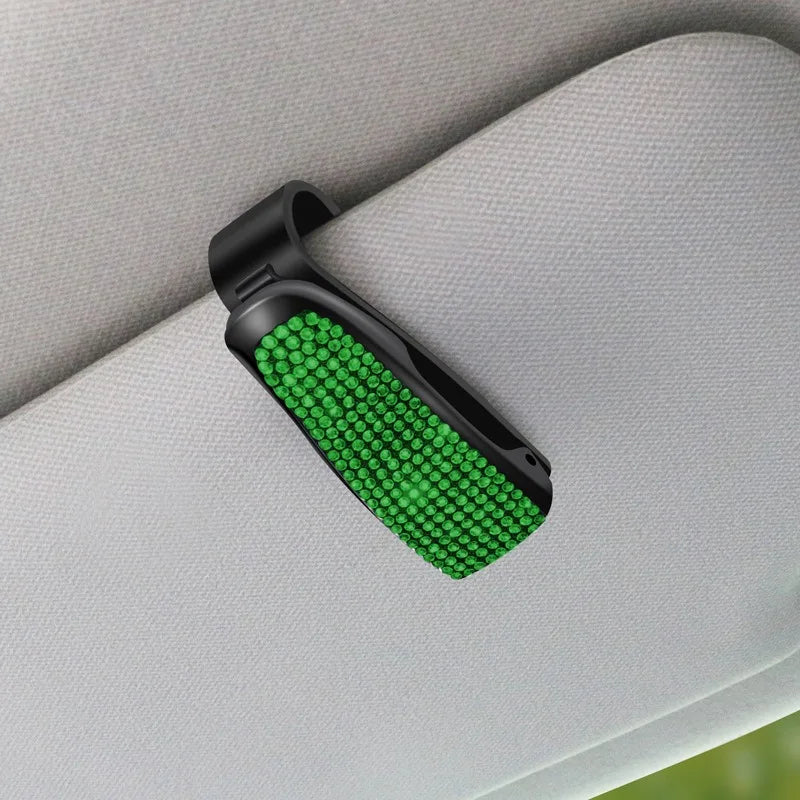 Sunglasses Clip Car Sunshades Sun Visor Rhinestone Portable Universal Myopia Glasses Bracket Card Holder Decoration Accessories