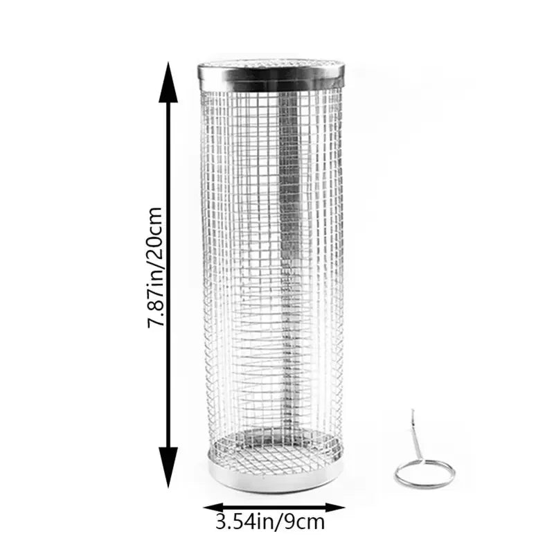 BBQ Grill Basket Rolling Grilling Basket Barbecue for Outdoor Camping