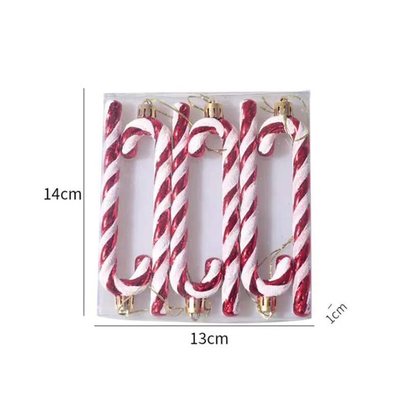 1 Box Mini Cane Christmas Tree Decoration Cute Santa Claus Red White Cane Candy Hook Holiday Party Ornaments Xmas DIY Pendant