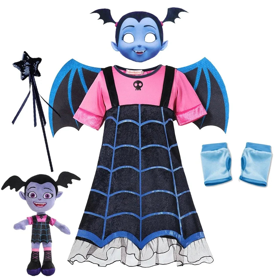 Vampirina Cosplay Dress Girl Kids Princess Clothes Charms Dress Up Christmas Halloween Costume Children Carnival Party