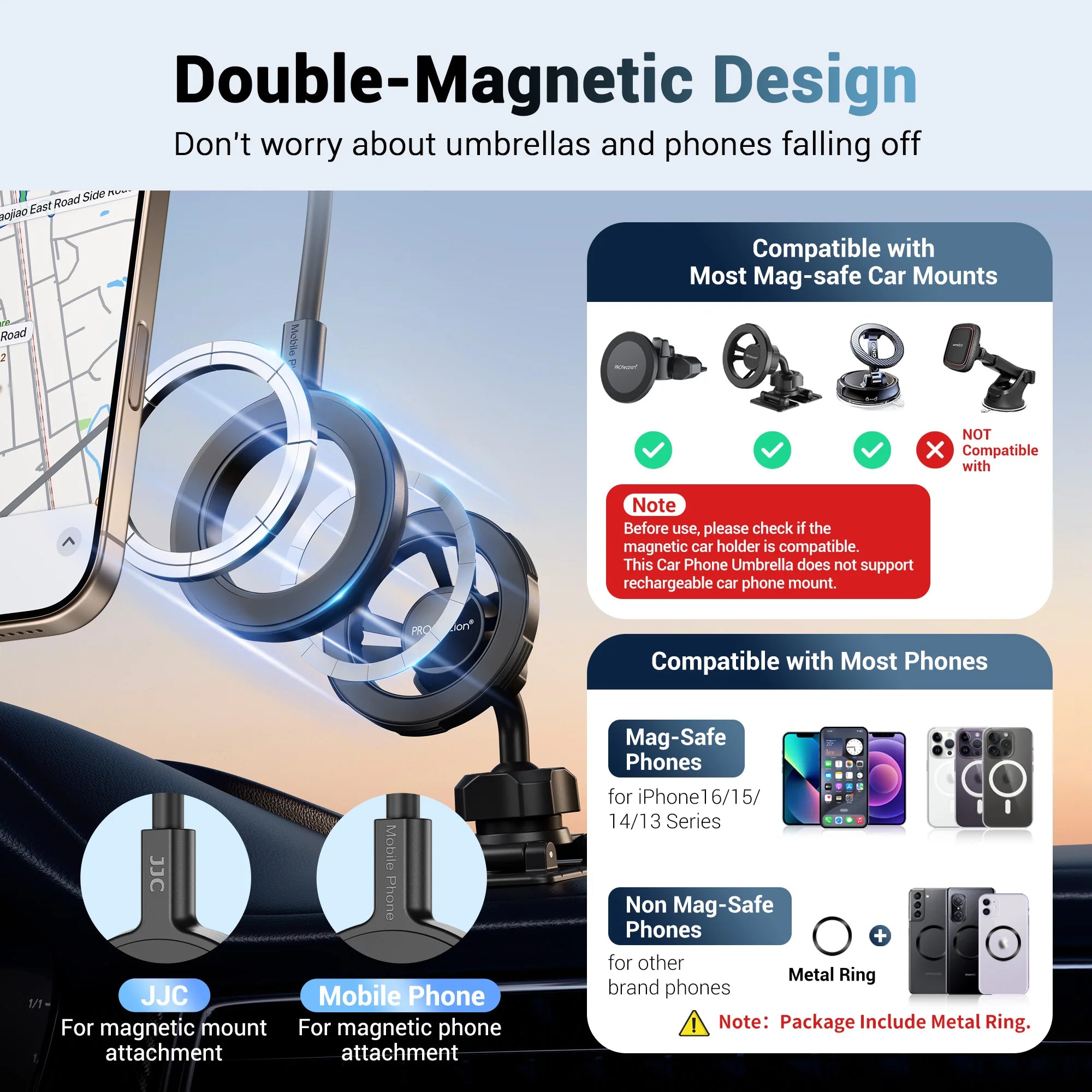 Magnetic Phone Umbrella for Sunlight Rain Universal Mobile Phone Sunshade Shield Umbrella for MagSafe for Outdoor Anti-Glare