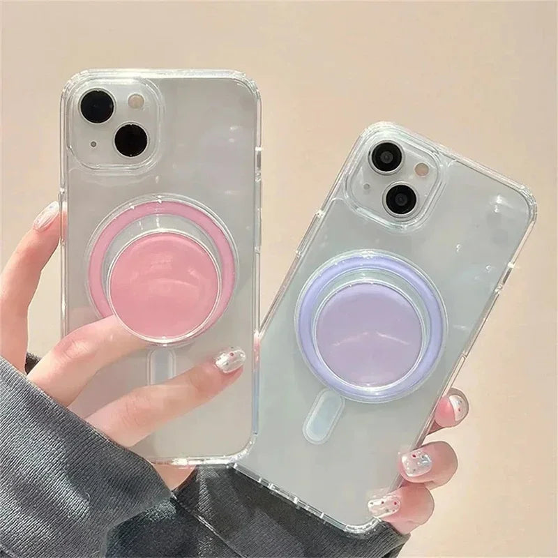 Magnetic Folding Mobile Phone Grip Holder Socket Pocket Support for IPhone 16 15 Samsung Xiaomi Safe Ring Finger Expanding Stand