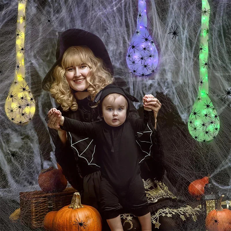 1-5PCS Halloween Hanging Spider Egg Sack Decoration with LED Lights Battery Powered for Haunted House Porch Yard Party Decor