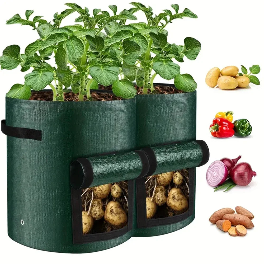 5PCs Garden Supplies Vegetable Plant Grow Bag Planting Container Bag Thicken Garden Pot  DIY Potato Grow Planter PE Cloth