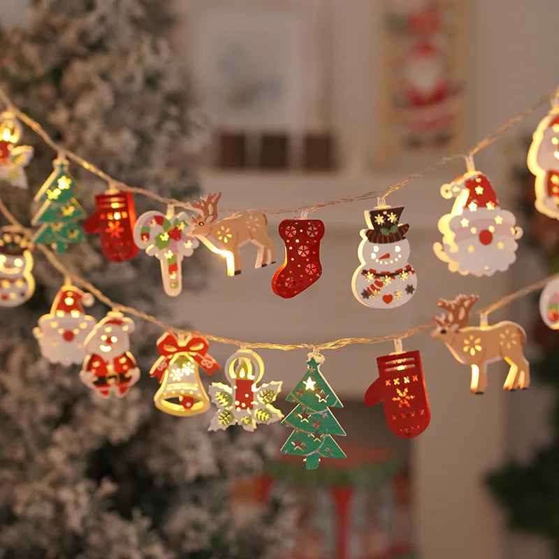 LED Santa Claus Lighting Colorful Christmas Lights, Wrought Iron Christmas Decorative Lights, Christmas Tree Light String