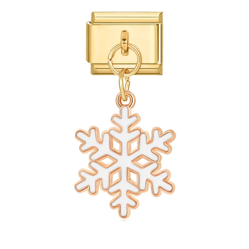 2025 New Original Christmas Tree Santa Claus Italian Charm Links Fit 9mm Bracelet Stainless Steel Jewelry Making Christmas Gift