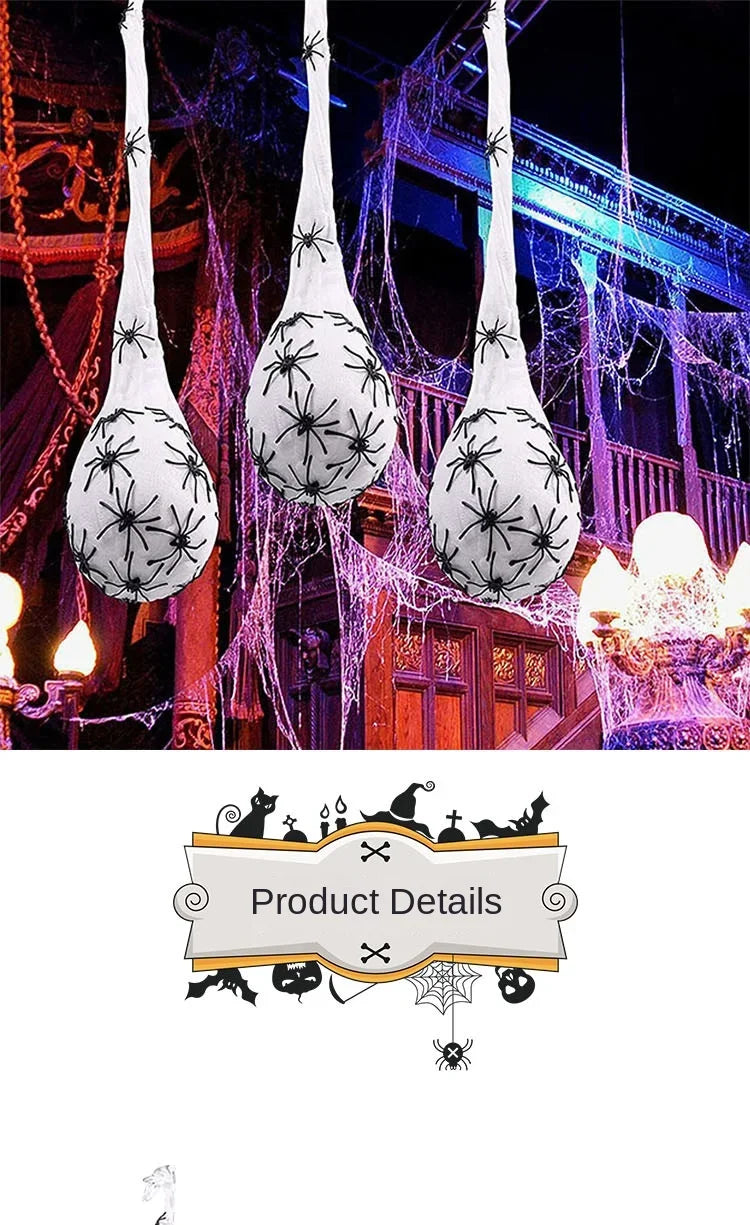 1-5PCS Halloween Hanging Spider Egg Sack Decoration with LED Lights Battery Powered for Haunted House Porch Yard Party Decor