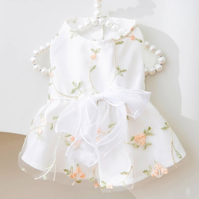 Dog Princess Dress Cute Pet Dog Mesh Dress Kitten Puppy Pet Skirt Summer Dog Dress Bow Lace Korean Poodle Chihuahua Dog Clothes