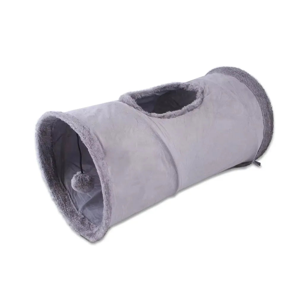 Collapsible Cat Winter Suede Tunnel for Puppy Rabbit Kitten Play Chase Hide Tunnel,Interactive Bedding Toy in 2 ways,3 ways, Cro